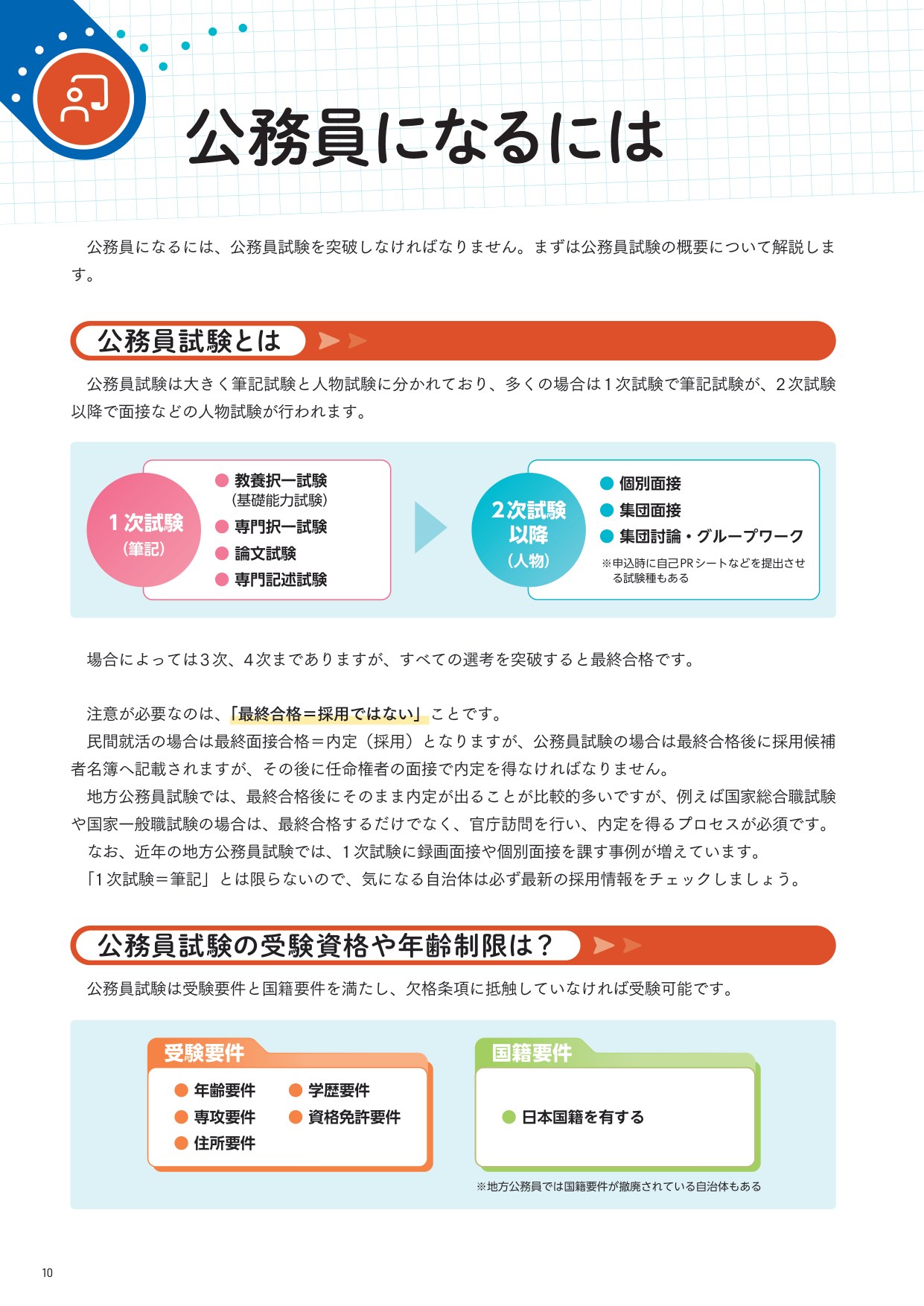 公務員試験の流れ 1次試験の筆記と2次試験以降の人物試験