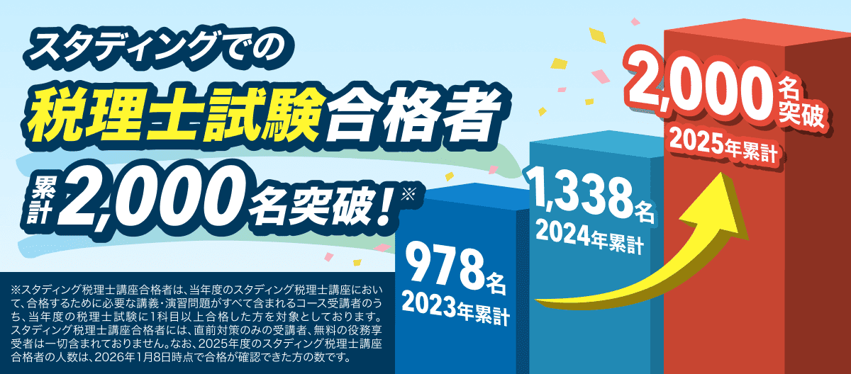 スタディングで税理士試験合格する人急増中！累計2,000人以上合格